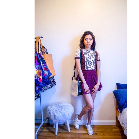 American Apparel Burgundy Corduroy Mini Skirt - Picture 5 of 7